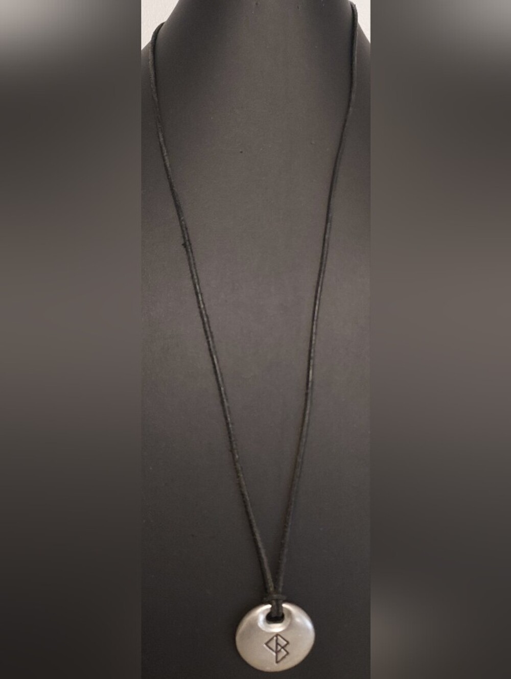 St. Justin Viking For Success Bind Rune Symbol Pendant Cord Necklace in Pewter